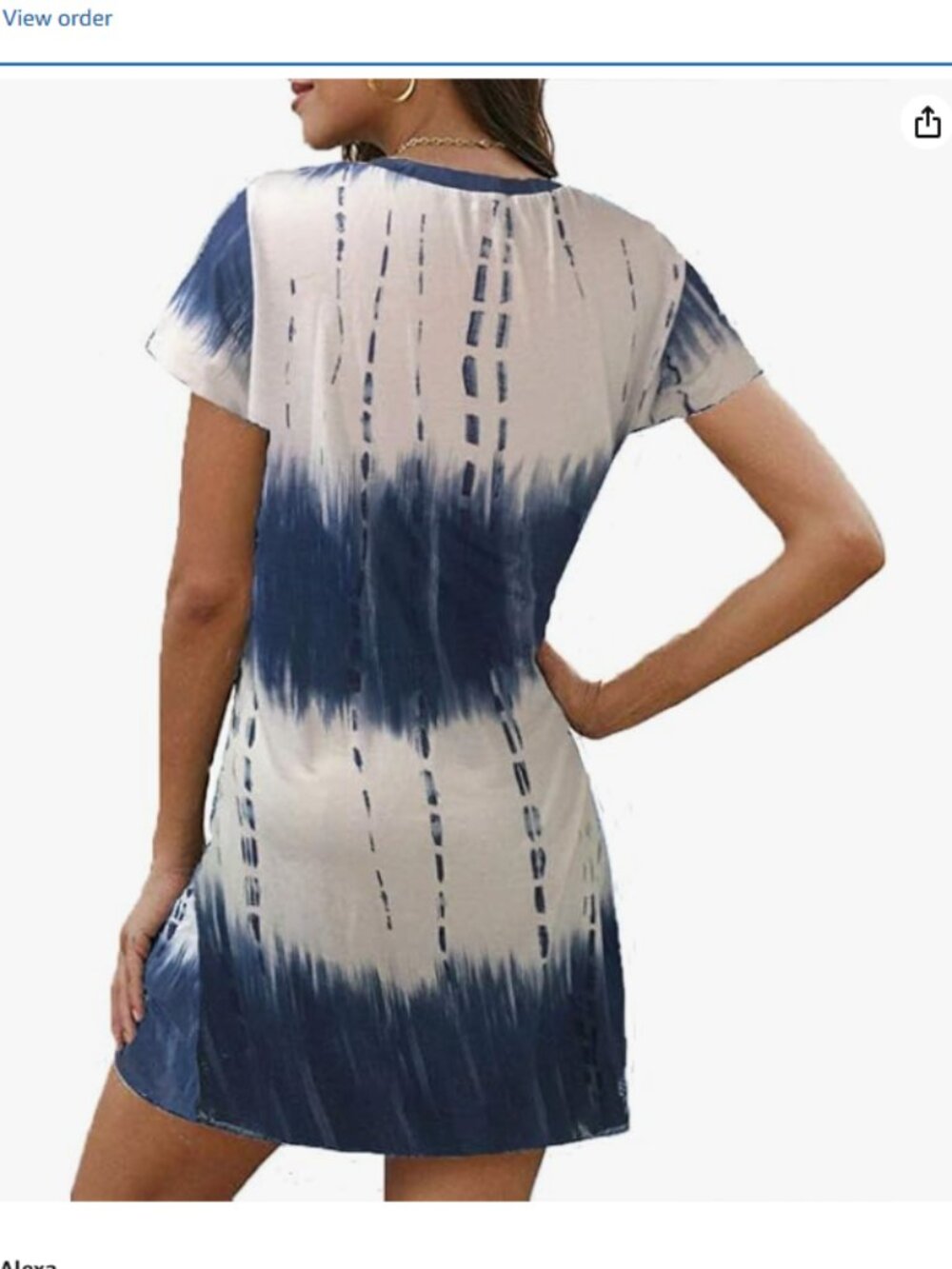Locryz Women's Twist Knot T Shirt Dress - XL - Blue and White - Picture 2 of 8